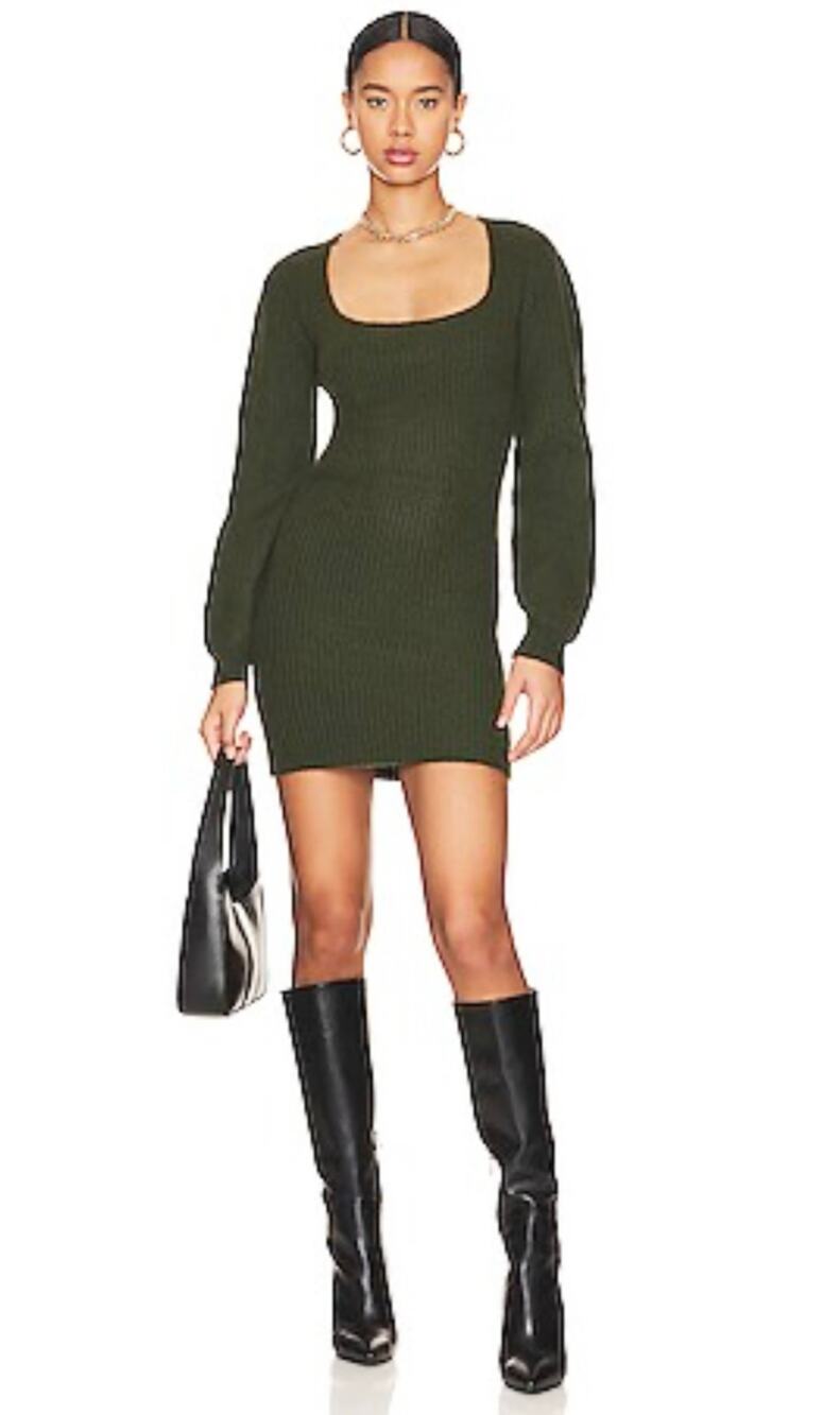 NWT One Grey Day Revolve Sienna Ribbed Merino Wool Cashmere Sweater Dress Size L